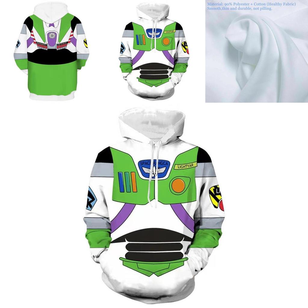 Toy Story Buzz Rakeťák Grafická Mikina s Kapucí Cosplay Kostým Měkký Prodyšný Pulovr