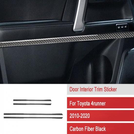 4Pcs For Toyota 4Runner 2010- Carbon Fiber Interior Door Panel Strips Cover