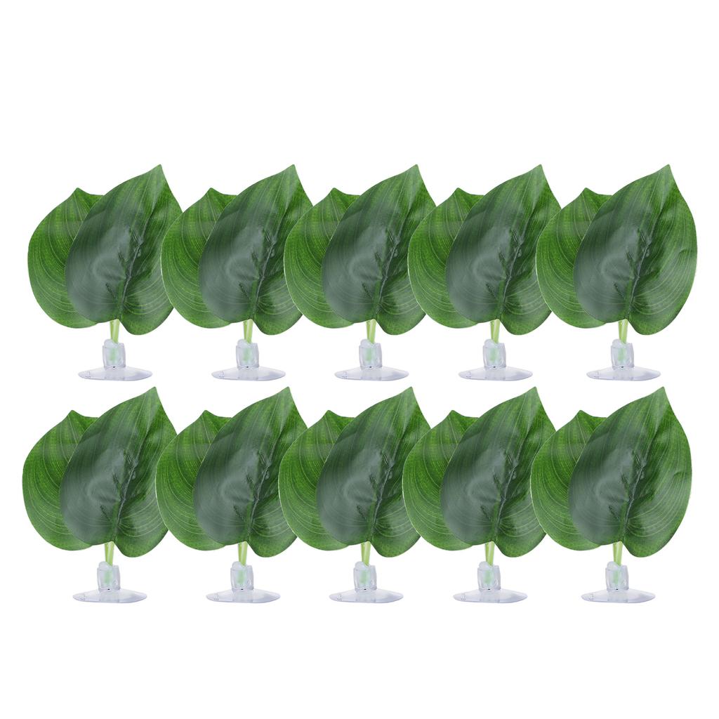 10pcs Simulation Green Leaves for Aquarium Fish Tank Reptile Feeder Box Decoration