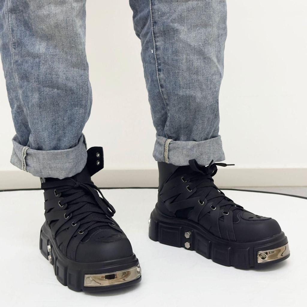HEYANG Men's Fashion Height-Boosting Punk Boots - Thick-Soled Casual Design