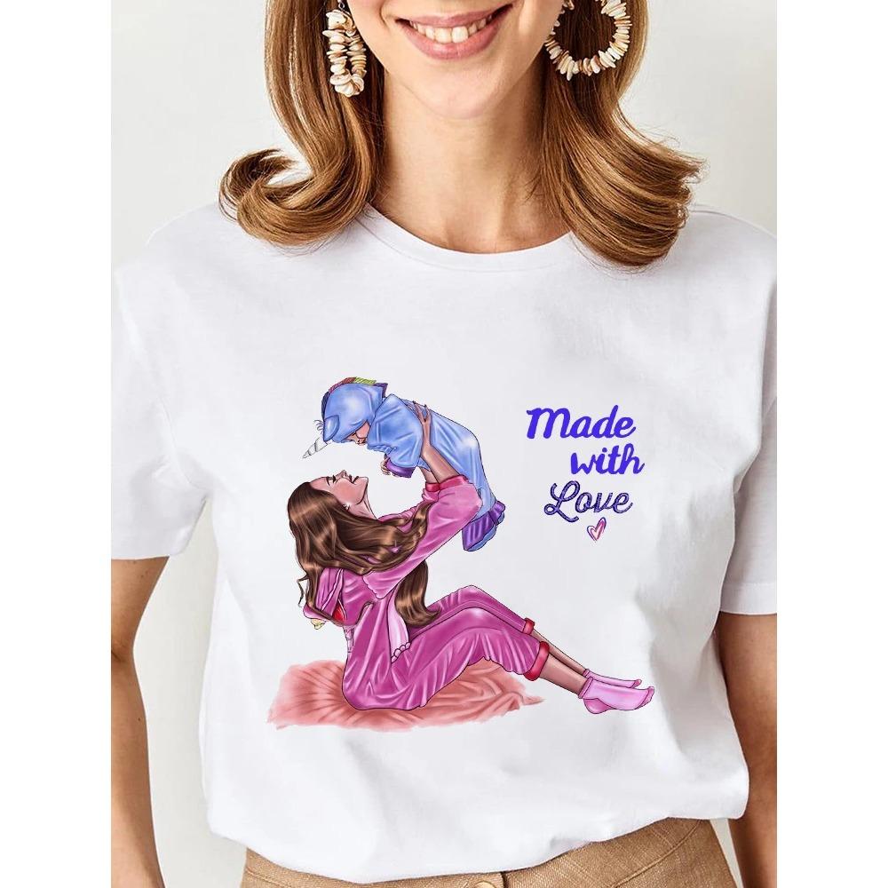 Women Cartoon Super Mom Life Momlife Mama Mother Summer Print T-shirts Top T Shirt Ladies Woman Graphic Female Black Tee T-Shirt