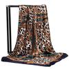 Retro leopard print two-color 91 imitation silk square scarf, female foreign high-end shawl temperament silk scarf