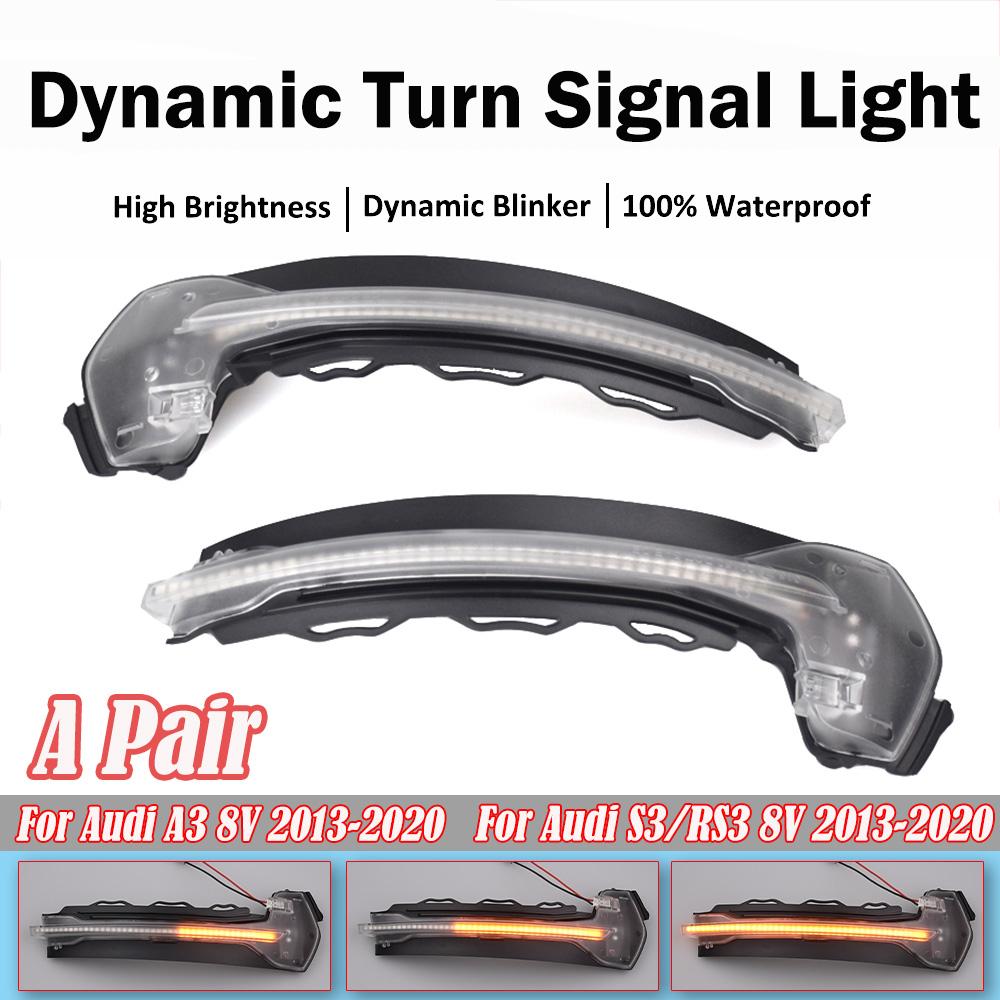 For A3 8V S3 RS3 LED Dynamic Turn Signal Light Flashing Water Side Mirror Indicator Blinker 2013 2014 2015 2016 2017 2018