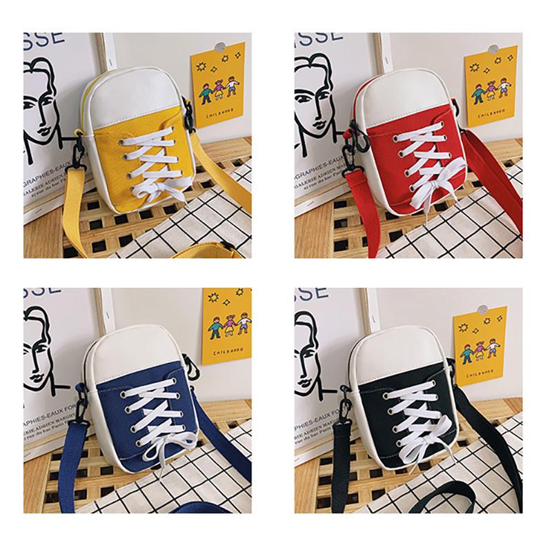 Korean Style Patchwork Canvas Crossbody Bag Women'S Bag Creative Student Shoulder Bag