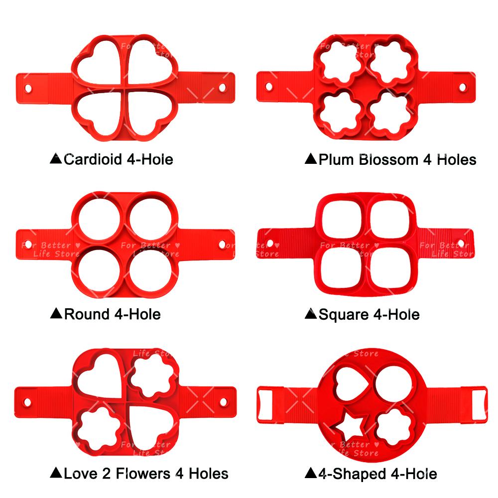 1Pc 6 Style Egg Pancake Ring Food Grade Soft Silicone Gel Molds For Kitchen  Cooking and Baking Tools Washable And Reusable