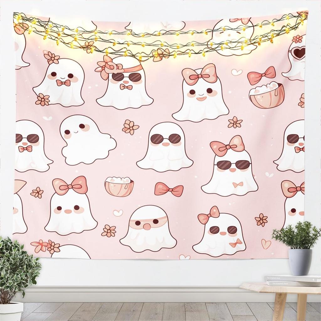 Happy Halloween Wall Art Medium Kids Spider Wall Hanging Blanket for Boys Girls Teens Cobweb Vintage Halloween Decor Spooky