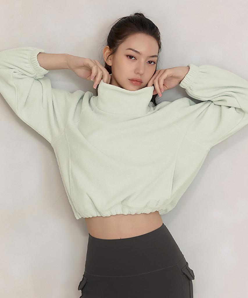 XEXYMIX Fluffy String High-Neck Sweatshirt Powder Mint Xtfmt02J3