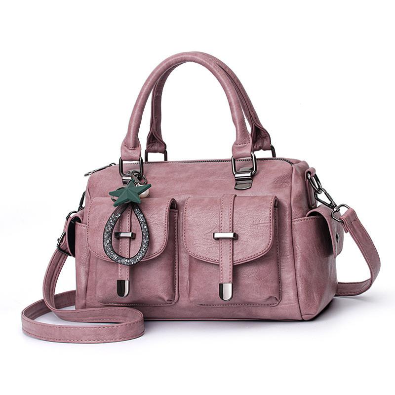 Trendy Bucket Style Shoulder Bag For Women Spacious Casual Pu Handbag With Chains
