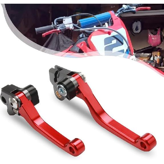 Dirt Bike Foldable Clutch Brake Levers,CNC Clutch Lever Breakaway Levers for CRF150R 07-25/CR80R CR85R 98-07/XR650R 00-06/CR125R CR250R 92-03 Red