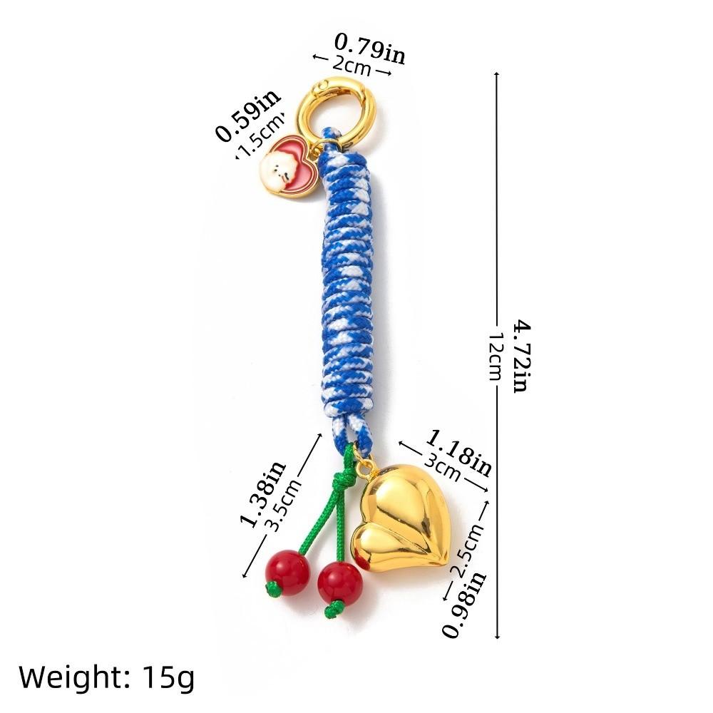 Cute Bag Accessories Pendant Korean Style Colorful Rope Keychain Love Cherry Pendant  Car Keyring