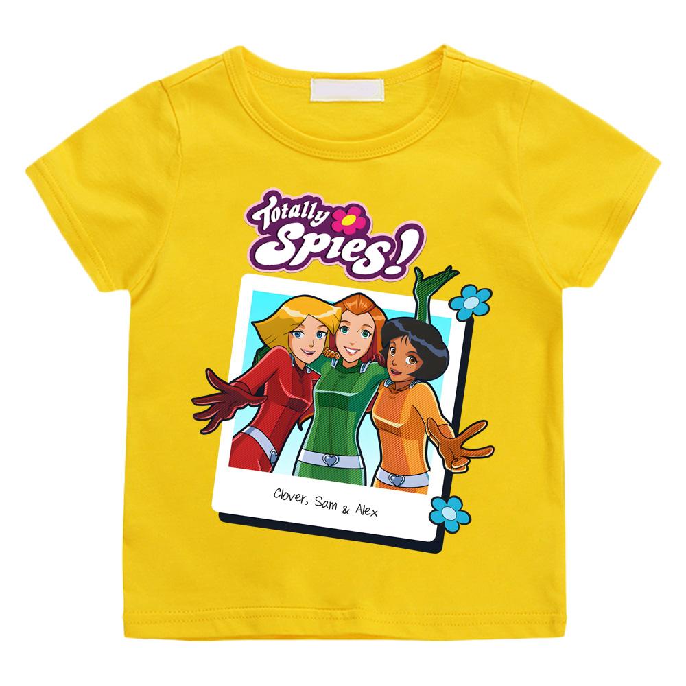 

Totally Spies Photo Frame Group Photo T-shirts Cartoon Print Cotton Tshirt Children s Cartoon Boys Girls T Shirt 8T жовтий