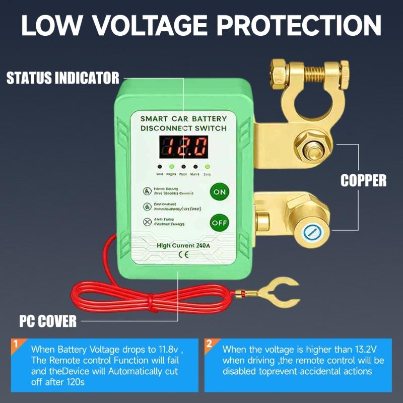 Heavy Duty Battery Disconnect Switches with Real Time Voltage Monitoring Waterproof Battery Main Switches for Trucks