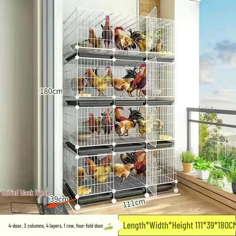 Large Iron Chicken Coop & Rabbit Cage for 20 Birds, 3-Layer, Indoor/Outdoor with Automatic Waste Cleaning