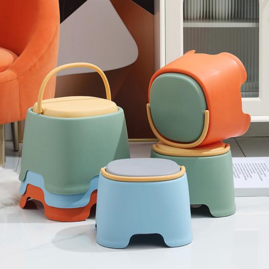 Kids Low Stool with Handle Stackable Heavy Duty Non-Slip Lightweight Footstool Home Living Room Bathroom Kindergarten Toddlers Step Stool