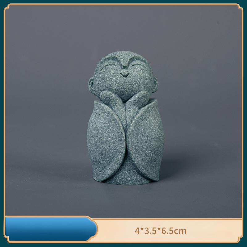 Cute Maitreya Blue Sandstone Ornaments Buddha Statues Garden Mini Ornament Japanese Home Decoration Crafts Figurines & Miniature