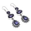 Natural Amethyst Gemstone Handmade 925 Sterling Silver Earring 2.56" O6P73