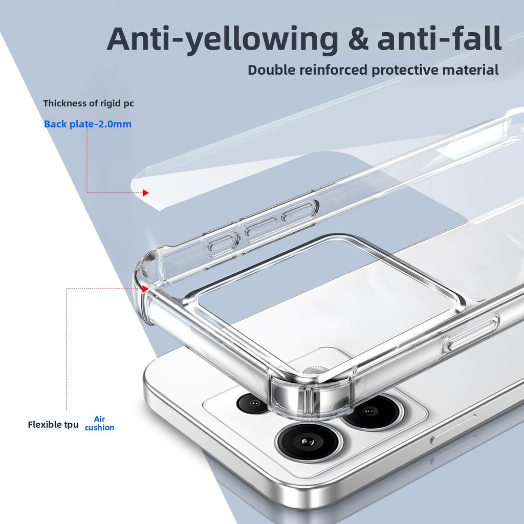 Coque de téléphone antichoc résistante de luxe très transparente pour Xiaomi Redmi 15 15C 13 Note14 13 Pro Plus 5G 4G Poco M7 Plus 5G