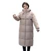 Long Puffer Jacket for Women Winter Warm Hooded Coat with Zip Thickened Long Sleeve Down Coat with Pockets