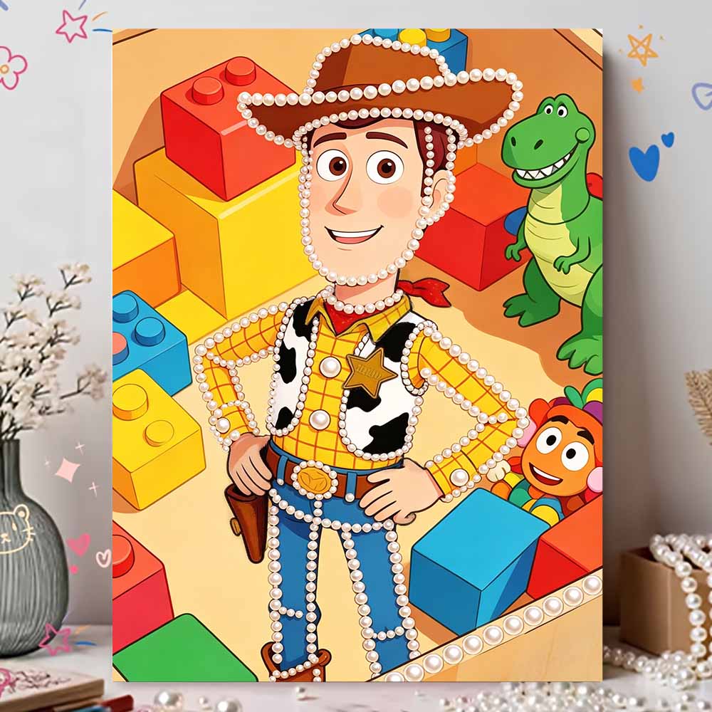 Disney Pearl Painting Pearl Aesthetic Cowboy Woody for Beginners and Adults, DIY Pearl Diamond Art Painting Kit for Home Wall Decor Gifts