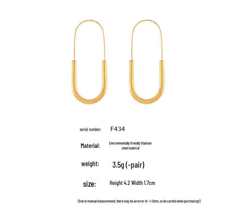Cercei agrafă din oțel titan placat cu aur de 18k: Stil simplu, modern
