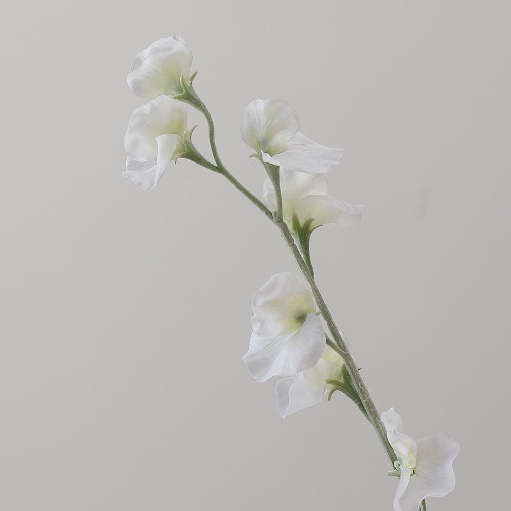 

Lifelike Fake Flowers Artificial Sweet Pea Flower Bunch Flocked Stem Fabric for DIY Home Bouquet Supplies Wedding Decoration белый
