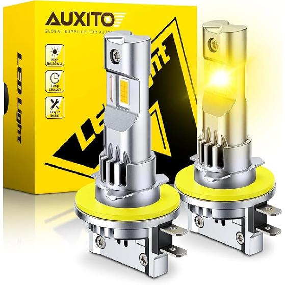AUXITO H11B LED Bulbs, 600% Brighter Ultra-Bright, Plug N Play, Long Lifespan, No Flicker, 98% Compatibility, 2PCS