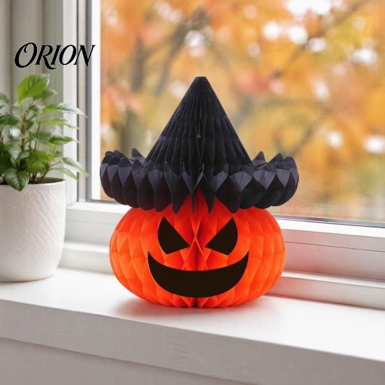 Halloween Indoor Supplies Honeycomb Ornament, Pumpkin Spider Hanging Paper Creative Accents Decoration for Home Office Classroom Holiday Party Festive