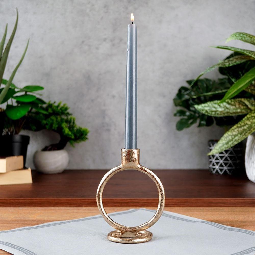 Gold Metal Candlestick Stand for a Long Candle Decorative Table 15 cm