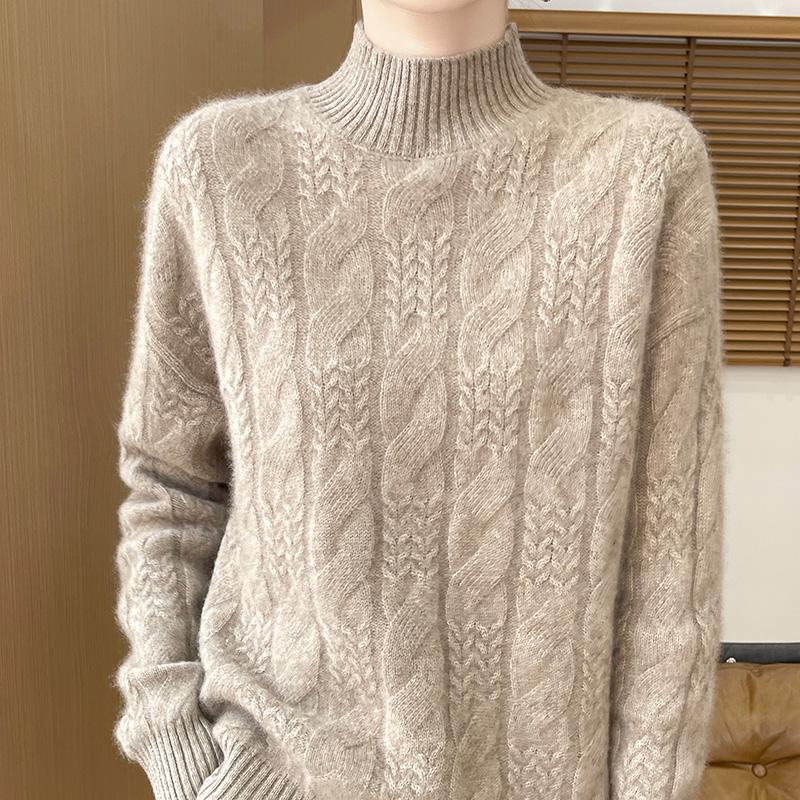 Women's Cashmere Sweater Qinghe Cashmere 30% Cashmere 70% Wool Autumn and Winter Pullover Warm and Fashionable