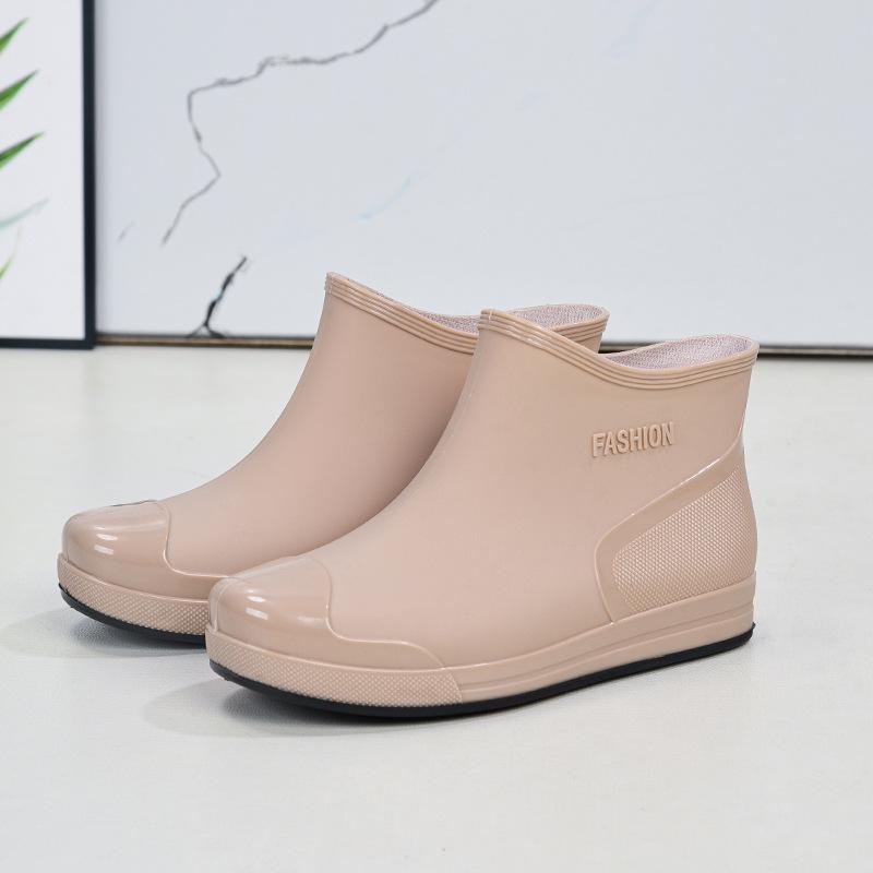Fashion Women's Rain Shoes Low-top Rain Boots Short Tube Non-slip Velvet Water Boots Thermal Cover Shoes Comfortable and Wear-resistant Youth Models