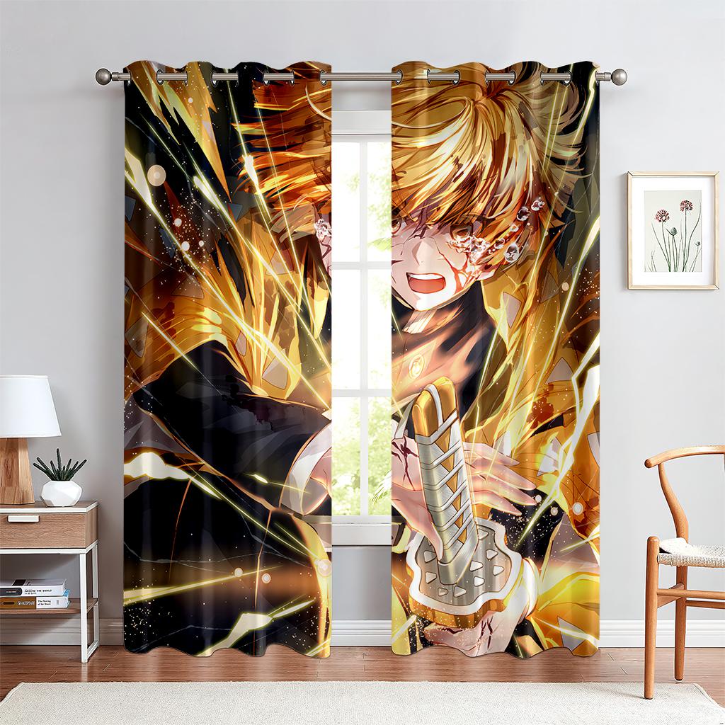 Cartoon Anime Character Curtains for Children's Room, Bedroom, Study, Window Decoration, Cheap, 2 Panels, 3D