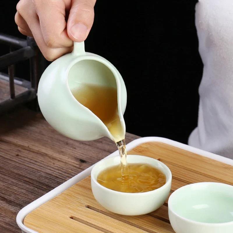Customize Chinese Kung Fu Teaset Ceramic Portable Teapot Set Outdoor Travel Gaiwan Tea Cups of Tea Ceremony Teacup Fine Gifts