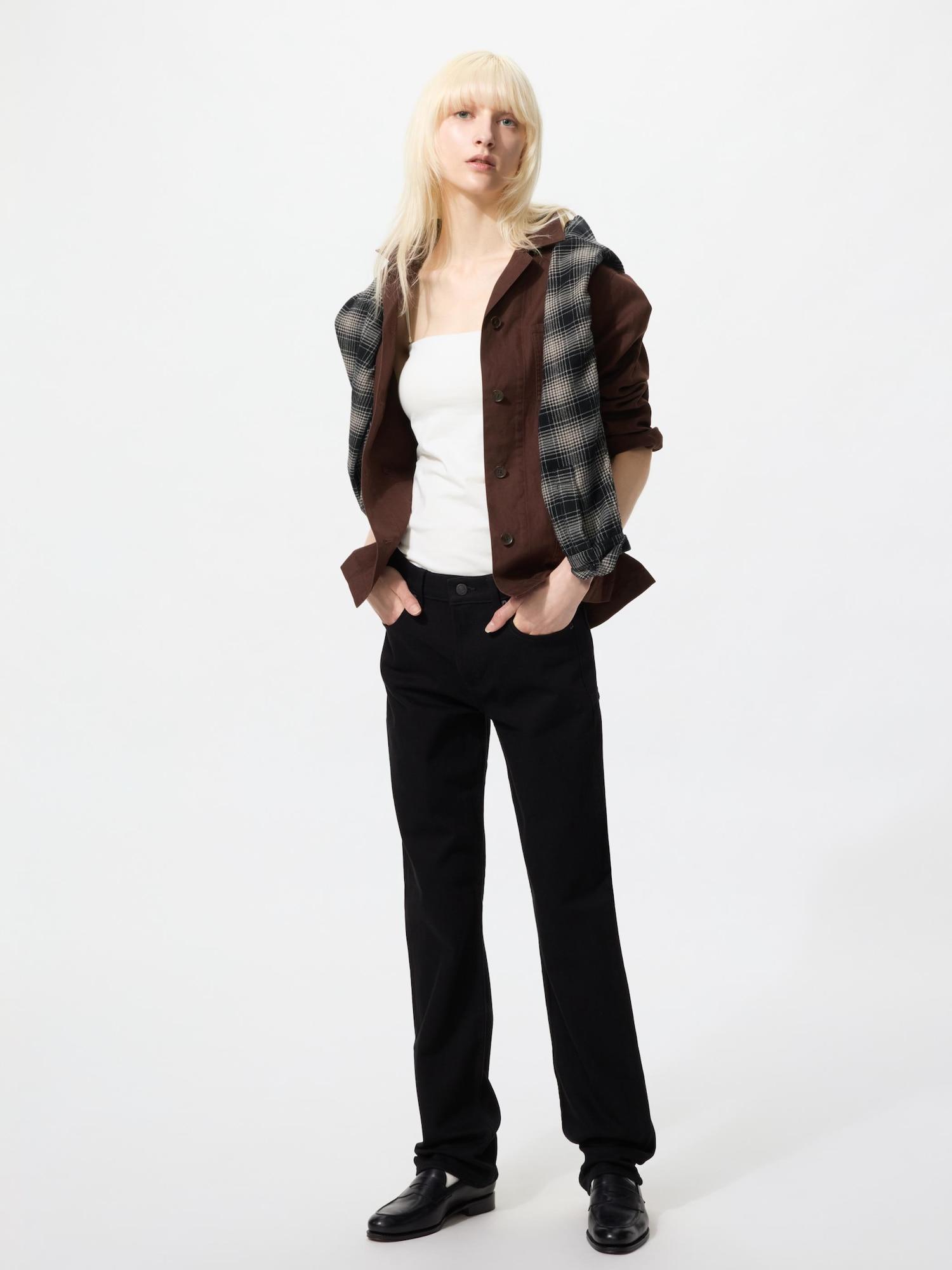 Uniqlo Япония Узкие прямые джинсы Длинные 09 BLACK/21