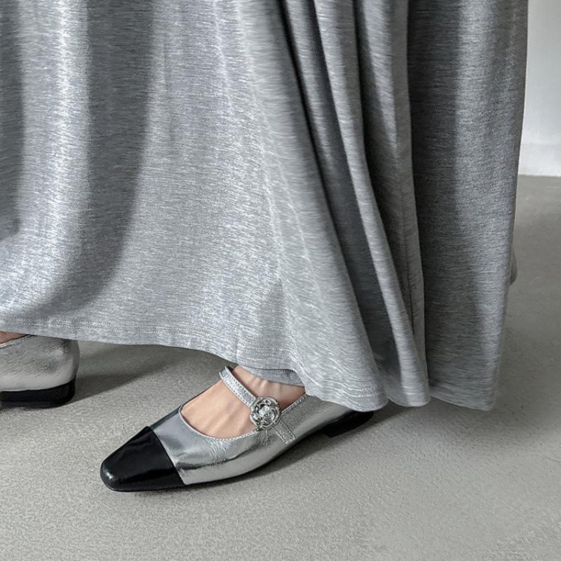 Four seasons wear genuine leather small leather shoes women's new women's fashion single shoes low heel non-slip beef tendon sole square head sheep