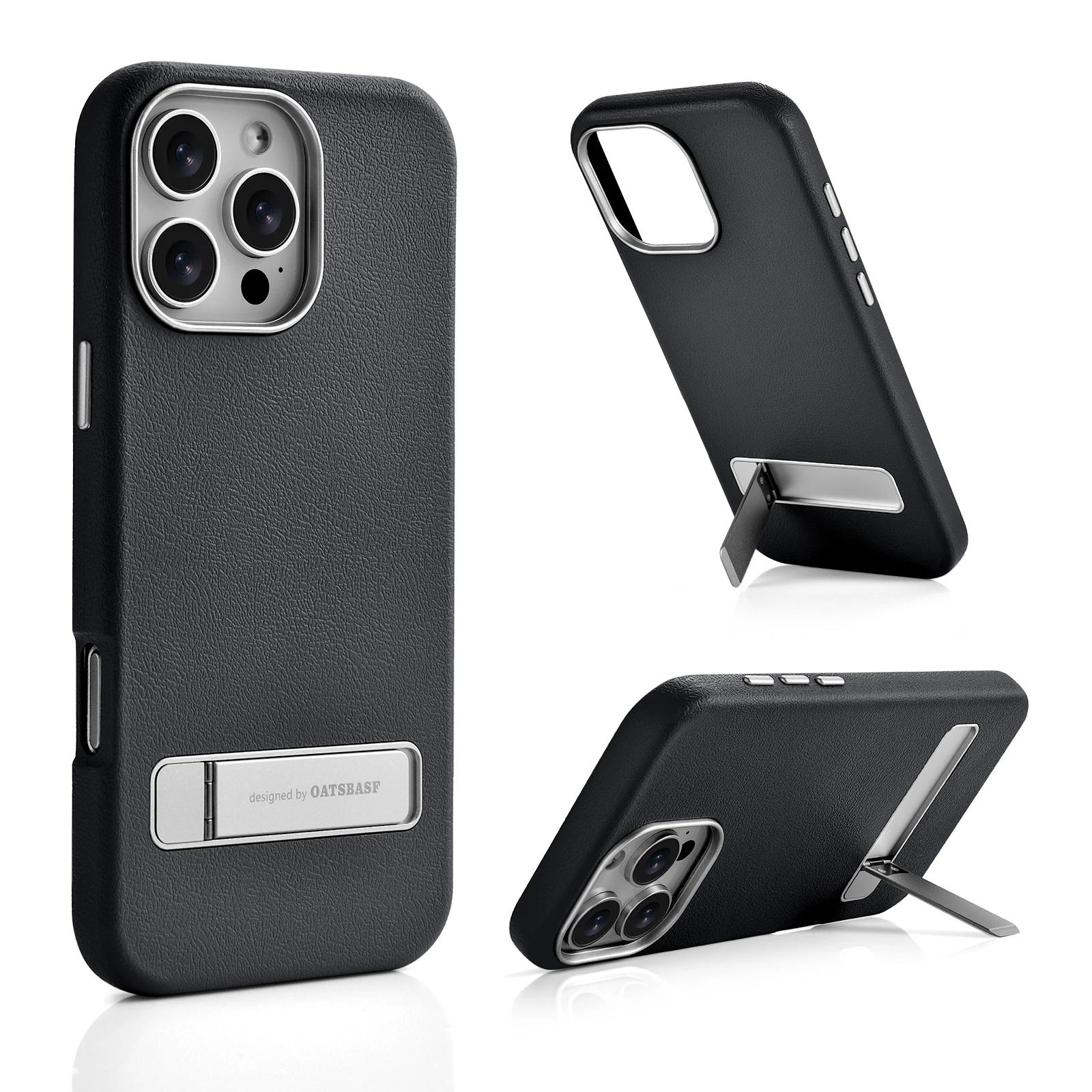 

Eary Phone Case for iPhone 16 Pro Max for Magsafe Wireless Charging Metal 3 Adjustable Stand Shockproof Protective 16 Pro Cover iPhone 16 Pro Max чорний