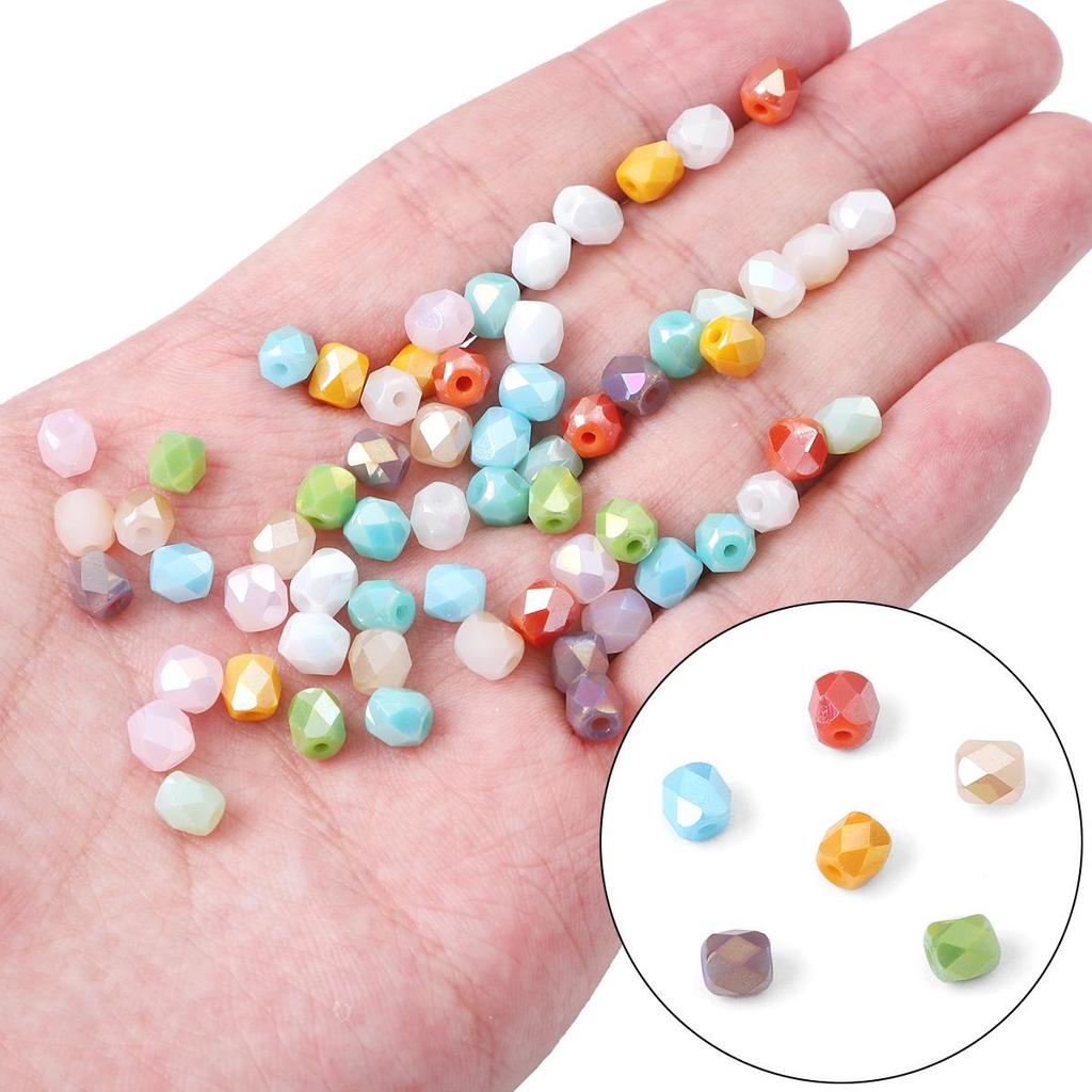 20pcs/Bag 5x6mm Handmade Faceted Solid Shiny Colors Loose Spacer Crystal Glass Beads for DIY Jewelry Making