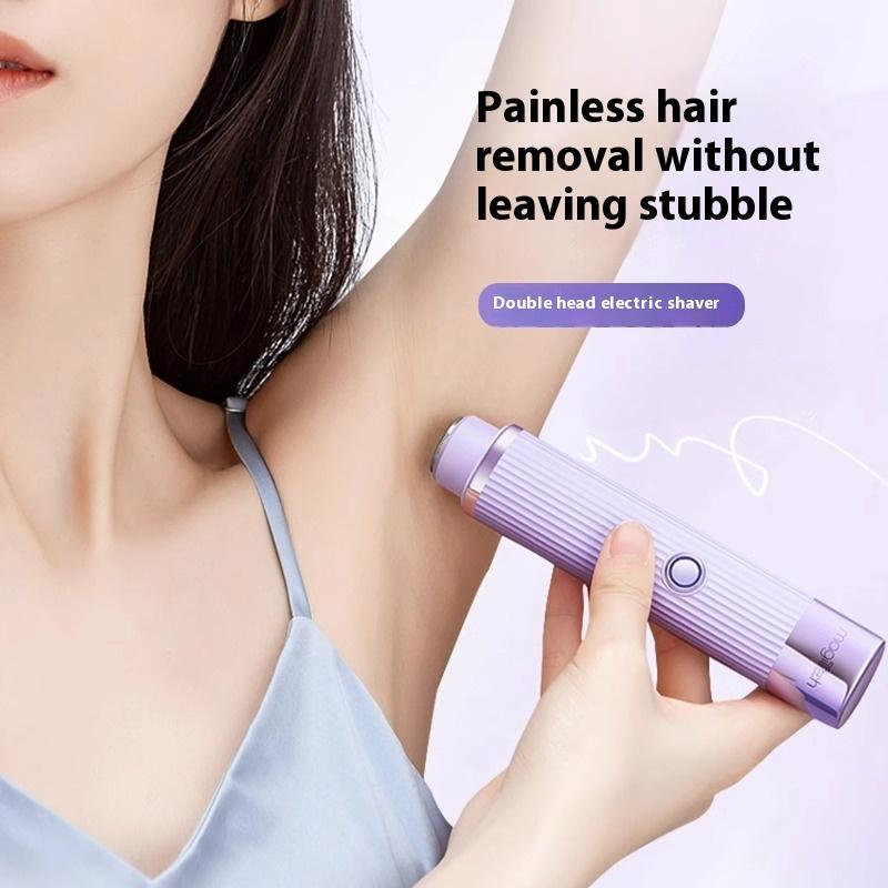 Electric Shaver for Women Waterproof Wet & Dry Hair Razors 2 In 1 Double Head Dual Bikini Hair Trimmer Detachable Head Shaver