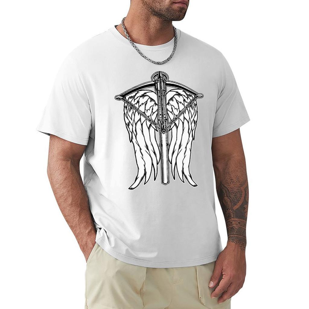 Angel Wings and Crossbow Clean TShirt man t shirt sports fans Personalized tshirt cotton t shirt men