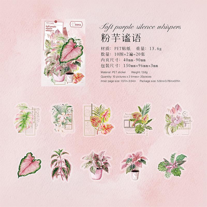 20pcs/1lot Kawaii Stationery Sticker Green Plant Workshop Junk Journal Decorative Scrapbooking DIY Craft Sticker
