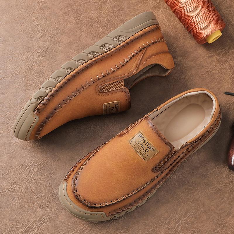 38-46 Men's Handmade Leather Shoes Casual Loafers Slip On Leather Flats Outdoor Walking Shoes