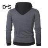 Uomo Autunno Inverno Cappotto con Cappuccio Doppia Cerniera Chiusura Coulisse Colorblock Finto Due Pezzi Giacca Sportiva con Polsini Elastici e Orlo Fitness Outerwear