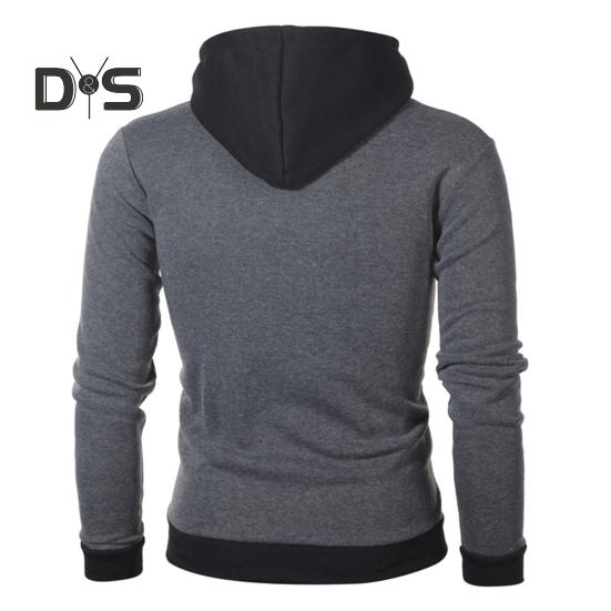 Uomo Autunno Inverno Cappotto con Cappuccio Doppia Cerniera Chiusura Coulisse Colorblock Finto Due Pezzi Giacca Sportiva con Polsini Elastici e Orlo Fitness Outerwear