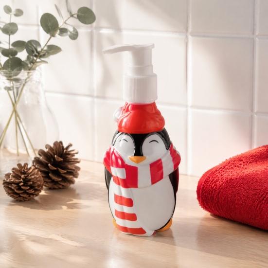 Hand Soap Dispenser 350ML Christmas Dispenser, Santa Claus Tree Penguin Shape Refillable Countertop Bottle, Plastic Empty Pump Bottle for Soap,