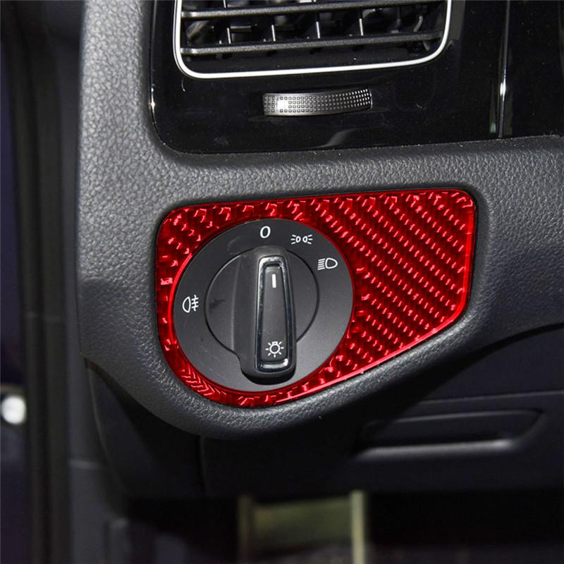 

Carbon Fiber Auto Headlight Switch Decoration Frame Cover Trim Sticker For Volkswagen Golf 7 Gti Mk7 2013-2019 Car Accessories червоний