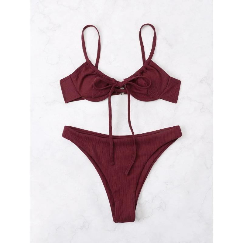 2026 Push Up Bikini Women Tie Front Swimsuit Sexy Underwire Swimwear Female Bathers Bathing Swimming Swim Suit Summer Beachwear