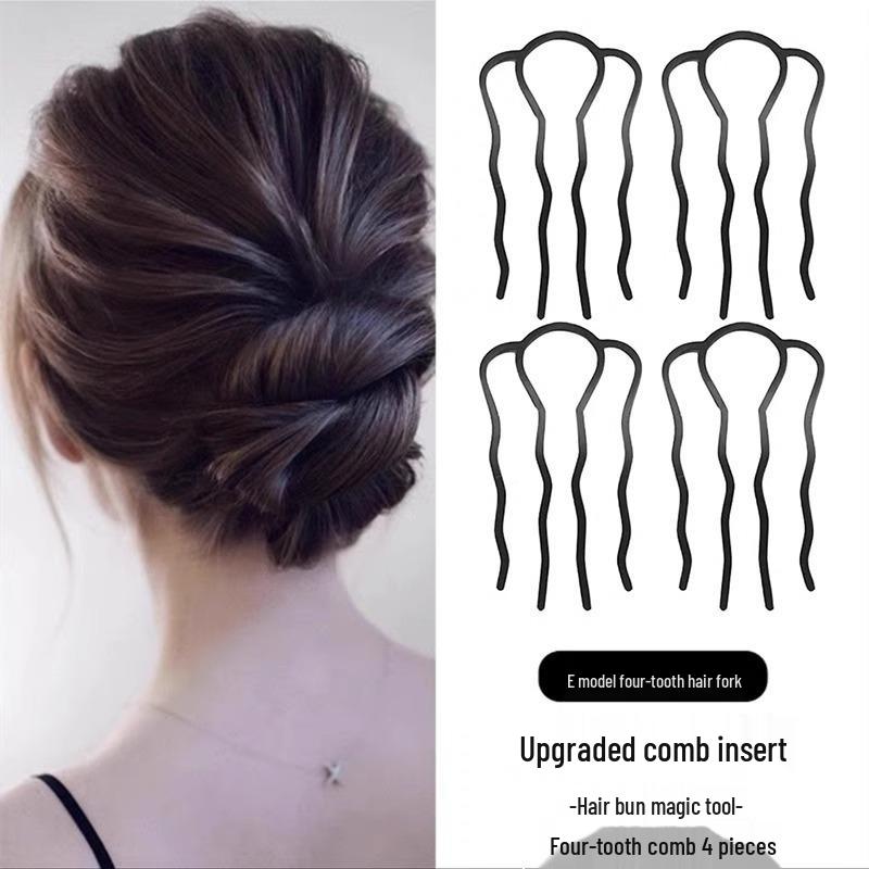 

Ленивая расческа для укладки пучка: Вставка с четырьмя зубцами, заколка для волос с U-образной клипсой