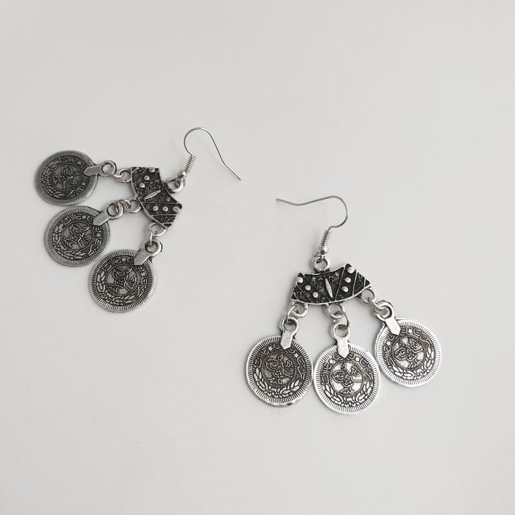 Lanzhihai Retro Punk Coin Earrings - European/American Women’s Fashion Accessories
