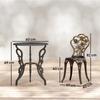 Outdoor Bistro Set Vintage Rose Design Patio Furniture Set with Round Table and 2 Chairs Metallic Finish