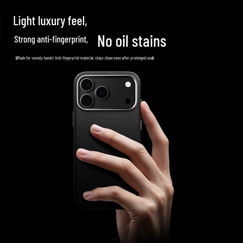 iPhone 17 Pro Max Plain Leather Business Case with AI Button