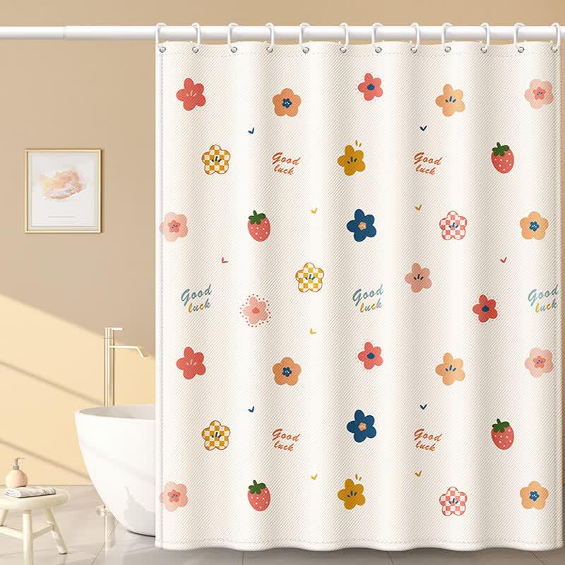 Handun Lucky Flower Waterproof Shower Curtain Set
